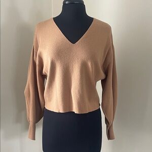 Ann Taylor Factory V-Neck Camel Sweater
